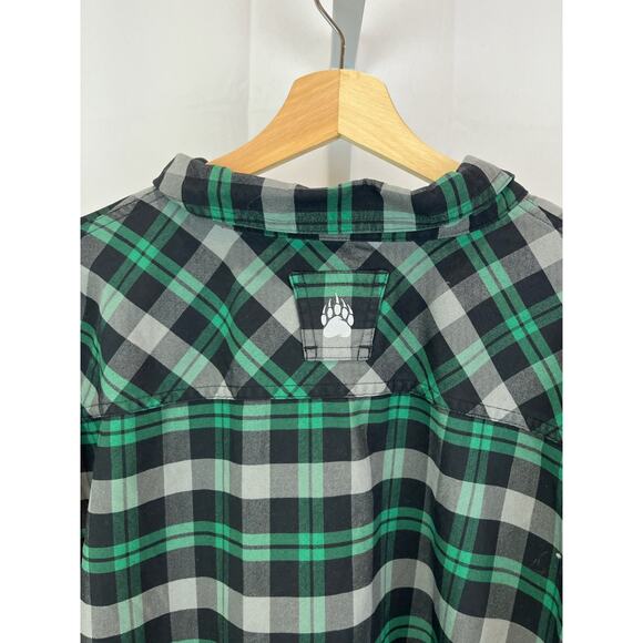 DULUTH TRADING CO AKHG Mens 2XL Long Sleeve Button Down Shirt Green Gray - Picture 6 of 10